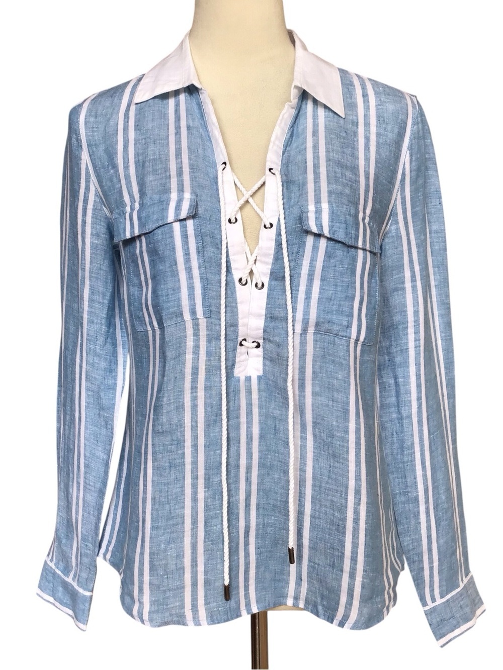 Island Company Striped Linen Long Sleeve Tunic